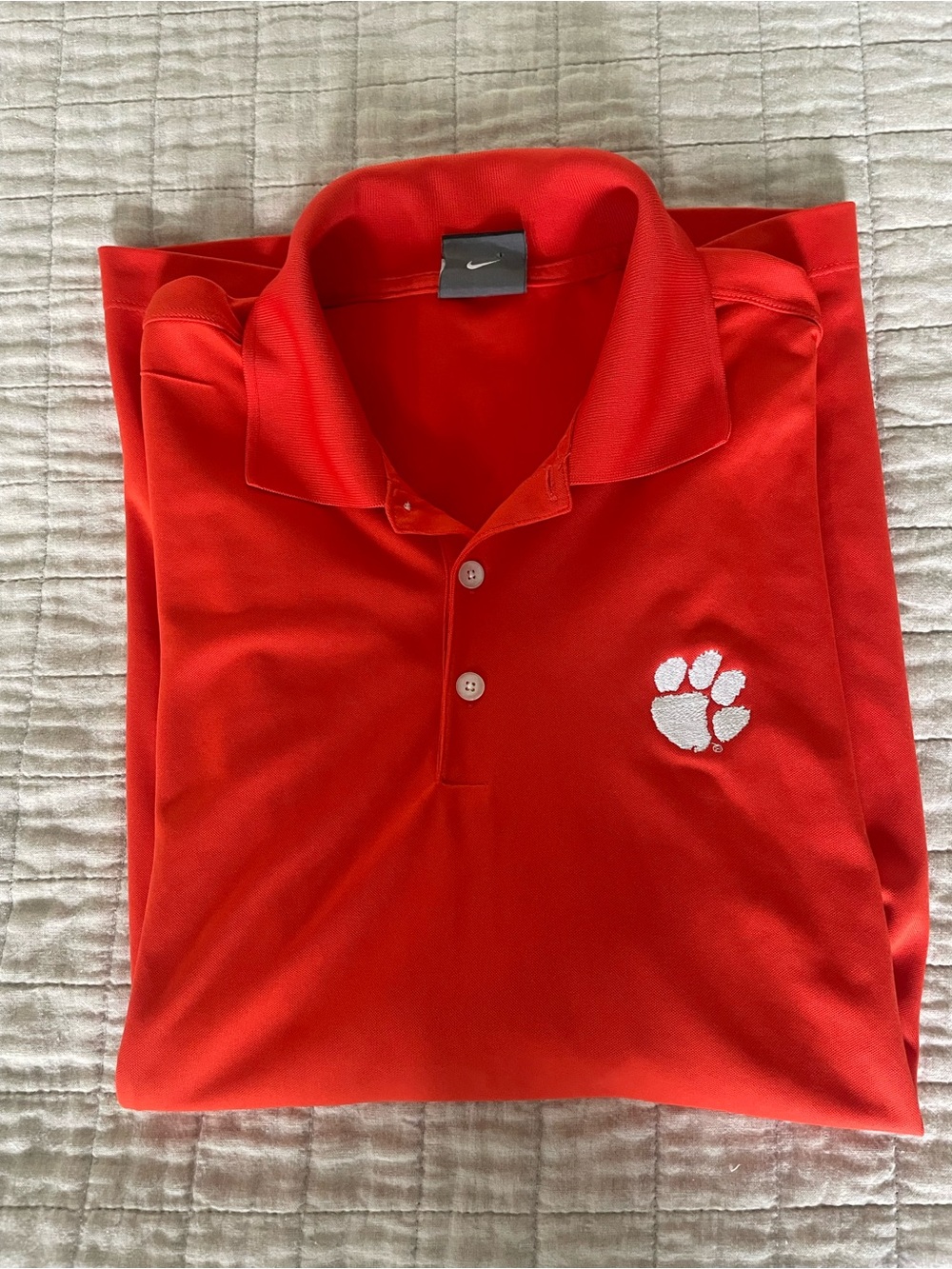 Clemson University Nike Red Polo Golf shirt with White Paw Embroidery